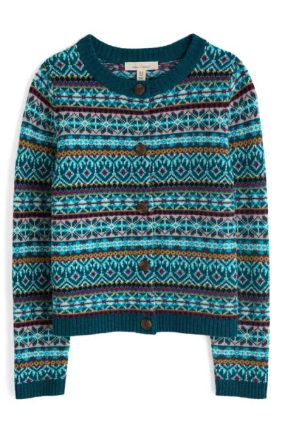 Seasalt Cornwall Percella Cove Fair Isle Merino Wool Blend Cardigan In Green