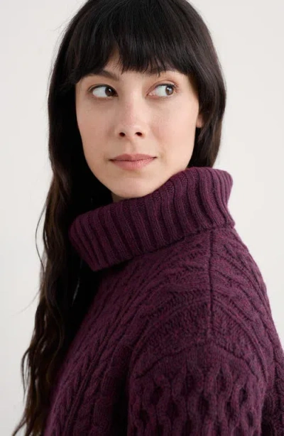 Seasalt Cornwall Pine Forest Cable Turtleneck Merino Wool Sweater In Brown