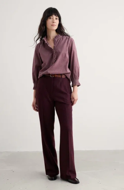 Seasalt Cornwall Lowena Straight Leg Recycled Wool Blend Pants In Burgundy