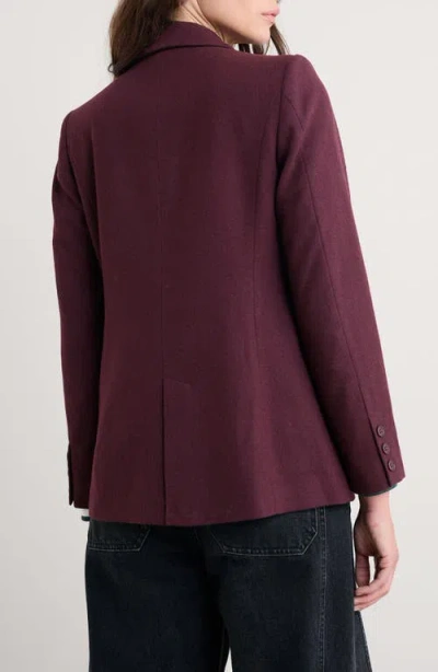 Seasalt Cornwall Lowena Double Breasted Recycled Wool Blend Blazer In Burgundy