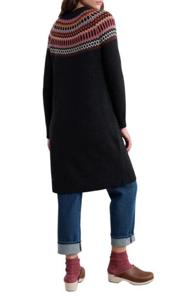 Seasalt Cornwall Bird Ring Fair Isle Long Sleeve Sweater Dress In Black