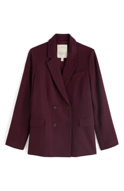 Seasalt Cornwall Lowena Double Breasted Recycled Wool Blend Blazer In Burgundy