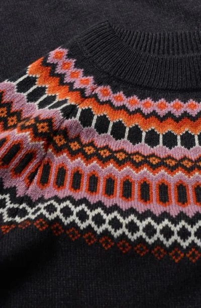 Seasalt Cornwall Bird Ring Fair Isle Long Sleeve Sweater Dress In Black