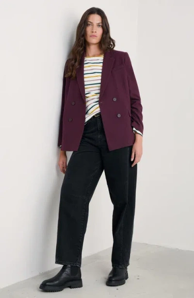 Seasalt Cornwall Lowena Double Breasted Recycled Wool Blend Blazer In Burgundy