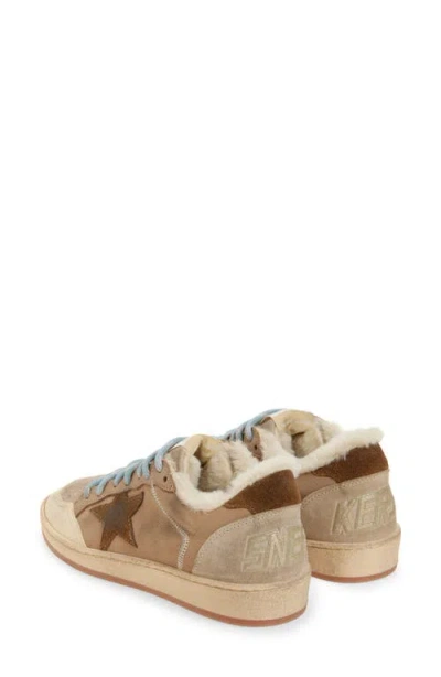 Golden Goose Ball Star Low Top Faux Shearling Lined Sneaker In Brown