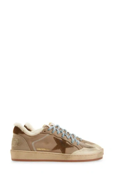Golden Goose Ball Star Low Top Faux Shearling Lined Sneaker In Brown