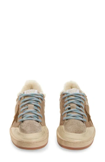 Golden Goose Ball Star Low Top Faux Shearling Lined Sneaker In Brown