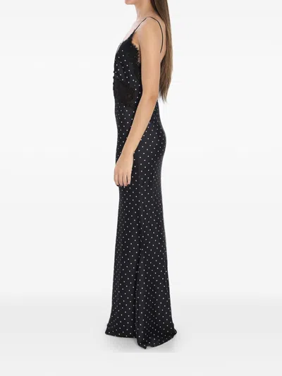 Self-portrait Self Portrait Polka Dot Long Dress In Black
