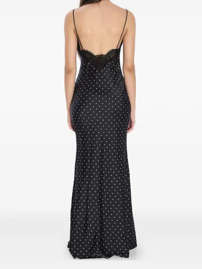 Self-portrait Self Portrait Polka Dot Long Dress In Black