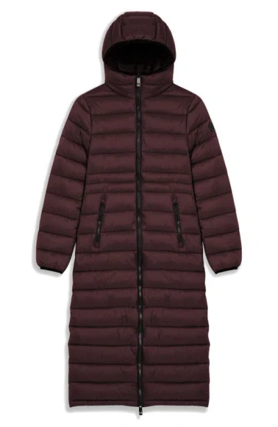 Noize Ivy Lightweight Long Puffer Coat In Red