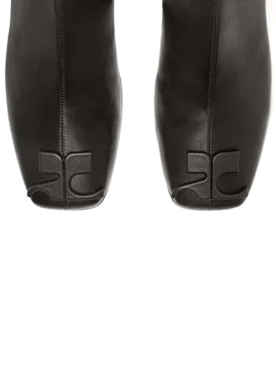 Courrèges Reedition Ankle Boots With 70mm Block Heel In Black