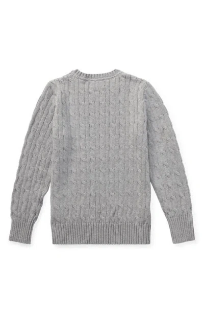 Polo Ralph Lauren Kids' Cotton Cable Knit Crewneck Sweater In Gray