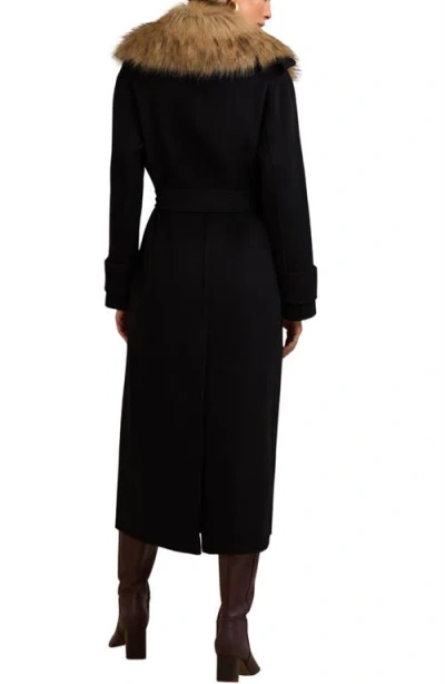 Reiss Atelier Jolene Wool Coat With Removable Faux Fur Collar In Black