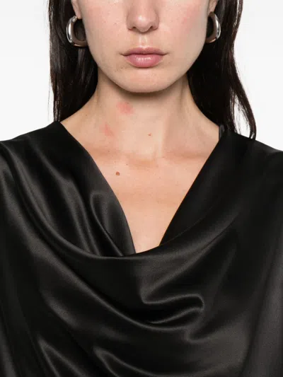 Pinko Filipa Cowl-neck Long-sleeve Blouse In Black