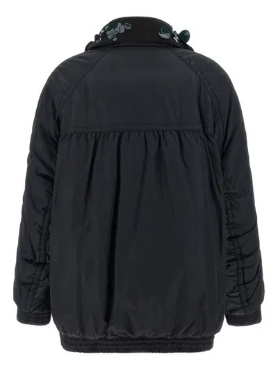 Pinko Padded Blouson Jacket With Embroidered Collar In Black