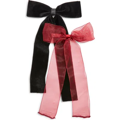 Bp. Set Of 2 Velvet & Organza Hair Bow Barrettes In Multi