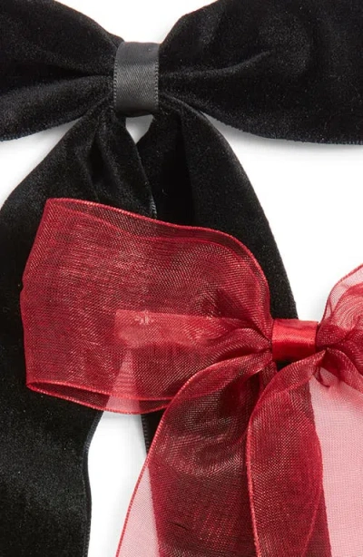 Bp. Set Of 2 Velvet & Organza Hair Bow Barrettes In Multi