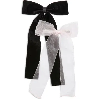 Bp. Set Of 2 Velvet & Organza Hair Bow Barrettes In Multi