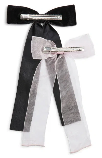 Bp. Set Of 2 Velvet & Organza Hair Bow Barrettes In Multi
