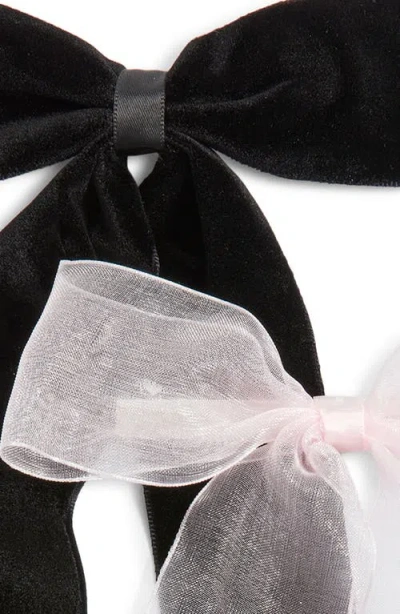 Bp. Set Of 2 Velvet & Organza Hair Bow Barrettes In Multi