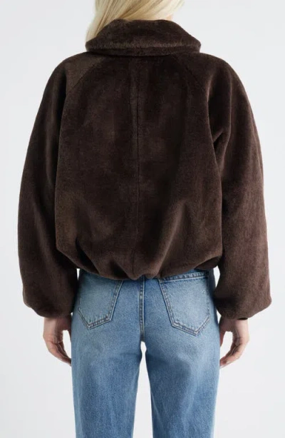 Madewell Bubble Faux Fur Bomber Jacket In Brown