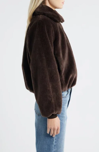 Madewell Bubble Faux Fur Bomber Jacket In Brown