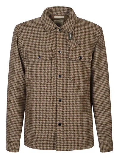 Woolrich Alaskan Houndstooth Pattern Jacket In Brown