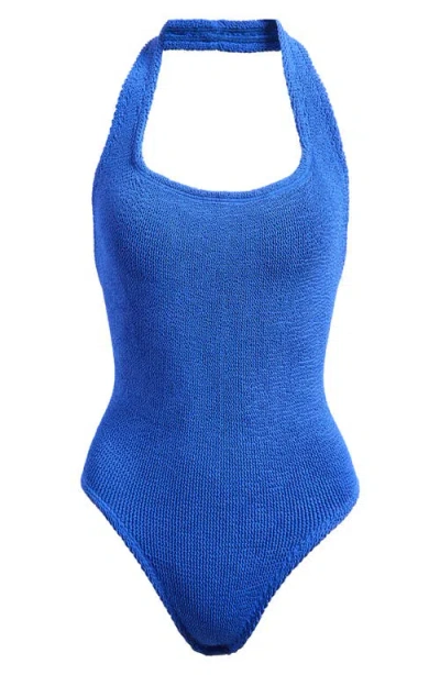 Hunza G Sandy One-piece Halter Swimsuit In Blue