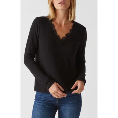 Michael Stars Bebe Lace Trim Relaxed Top In Black