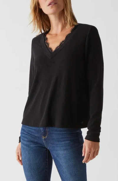 Michael Stars Bebe Lace Trim Relaxed Top In Black
