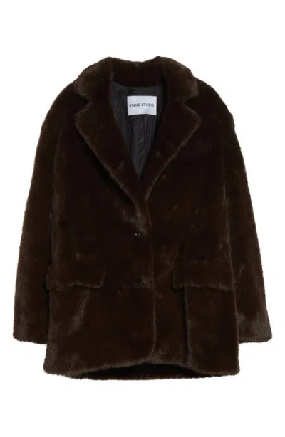 Stand Studio Emmie Faux Fur Jacket In Brown