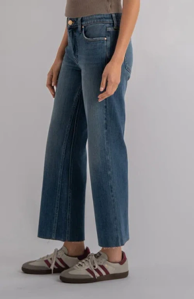Kut From The Kloth Kelsey Fab Ab Raw Hem Ankle Flare Jeans In Blue