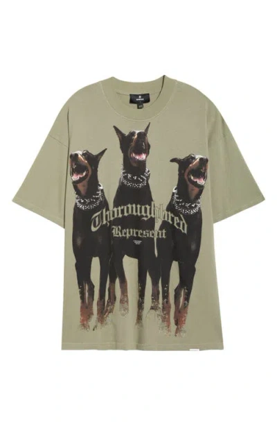 Represent Thoroughbred Oversize Cotton Graphic T-shirt In Green
