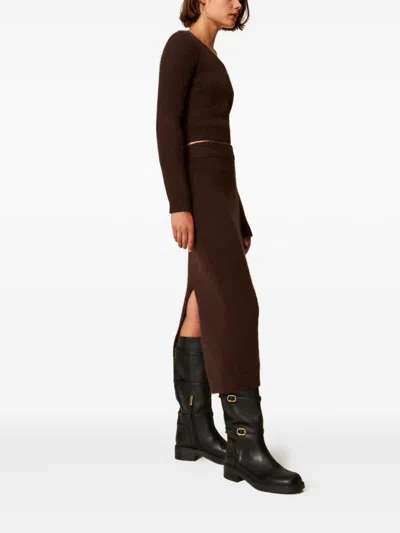 Twinset Skirts Black Chocolate In Multi