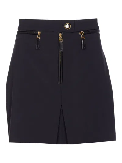 Elisabetta Franchi Gonna In Doppio Crêpe Con Zip Nera In Black