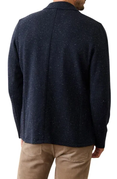 Marine Layer Pacifica Neppy Navy Stretch Herringbone Blazer In Animal Print