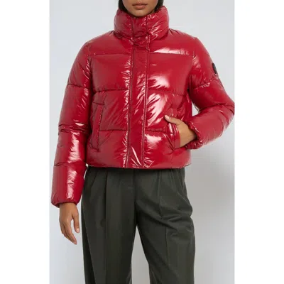 Noize Coco Crop Water Resistant Puffer Jacket In Red