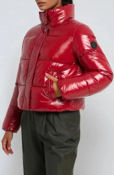 Noize Coco Crop Water Resistant Puffer Jacket In Red