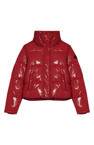 Noize Coco Crop Water Resistant Puffer Jacket In Red