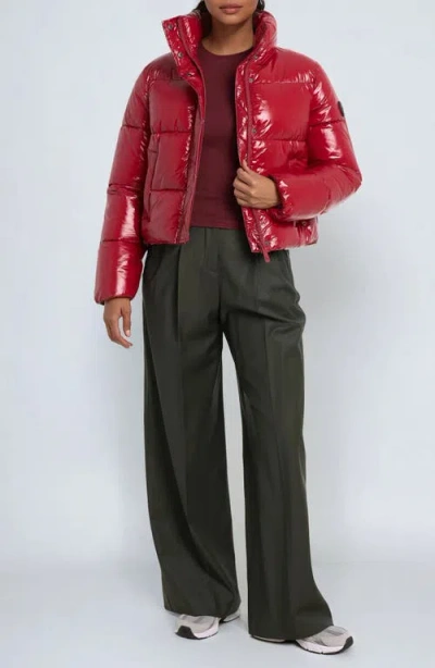 Noize Coco Crop Water Resistant Puffer Jacket In Red