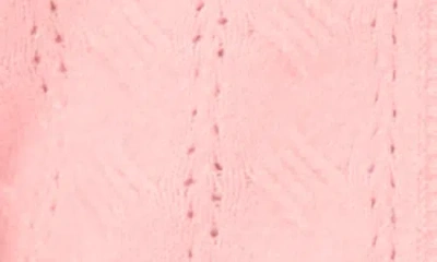 Cece Pointelle Stitch Lace Bow Cardigan In Pink