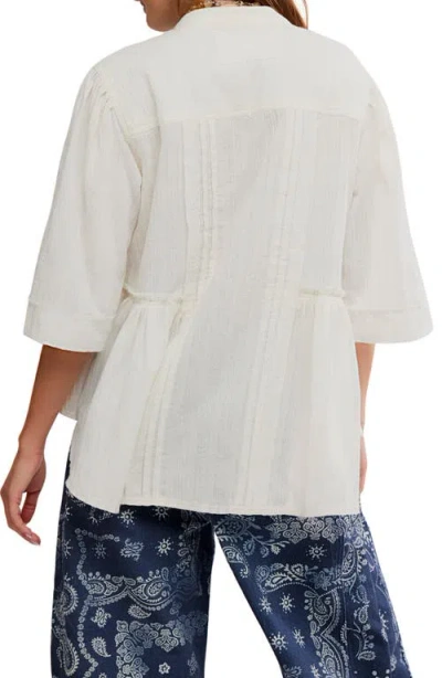Free People Willow Pintuck Cotton Button-up Shirt In White