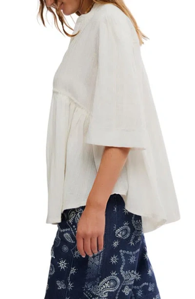 Free People Willow Pintuck Cotton Button-up Shirt In White