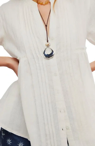 Free People Willow Pintuck Cotton Button-up Shirt In White