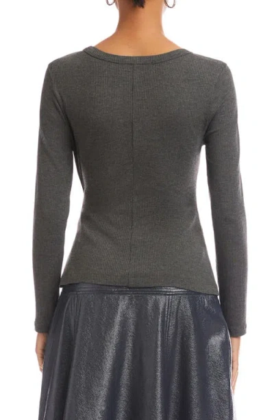 Fifteen Twenty Addy Side Knot Knit Top In Gray