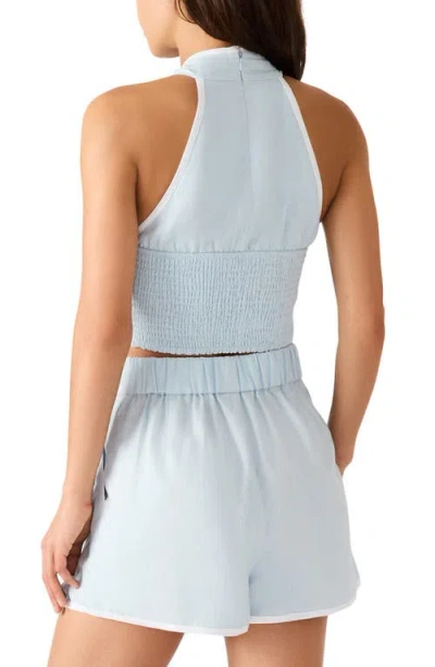 Steve Madden Winnie Twist Front Sleeveless Crop Top In Blue