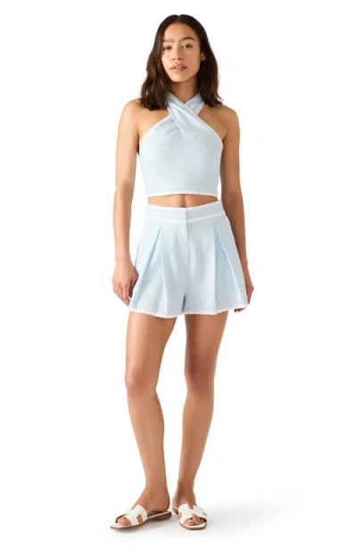 Steve Madden Winnie Twist Front Sleeveless Crop Top In Blue