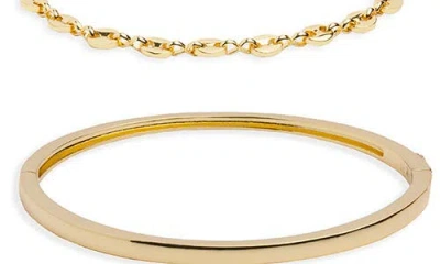 Argento Vivo Sterling Silver Mariner Link & Cuff Bracelet Set In Gold