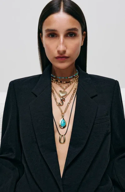 Argento Vivo Sterling Silver Serena Horseshoe Pendant Cord Necklace In Gold