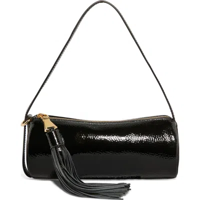 Aimee Barrel Leather Shoulder Bag In Black